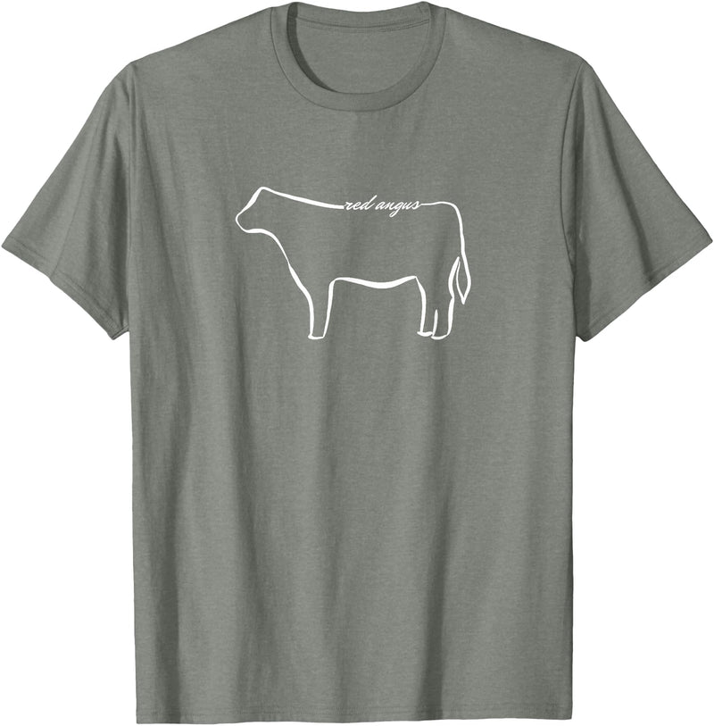 Red Angus cow decor Red Angus Cow Art Print T-Shirt - Olive Heather