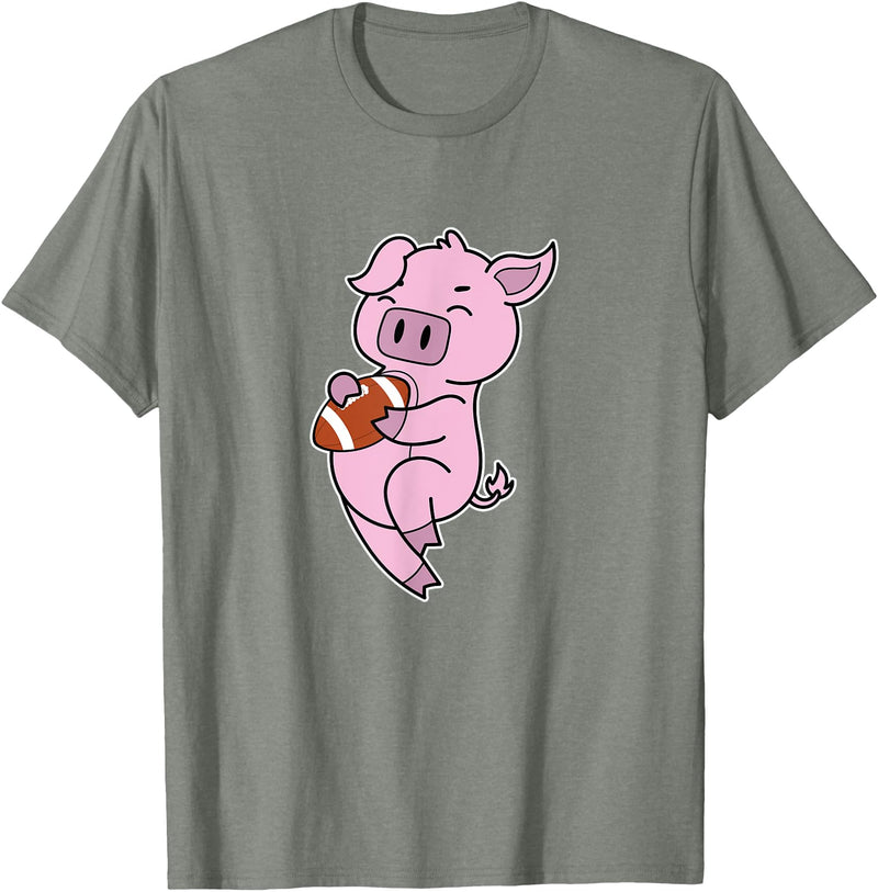 American Football USA animal Touchdown sport ball Pig plays American Football T-Shirt - Olive Heather