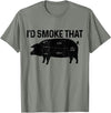 I'd Smoke That - Chefs BBQ Apparel Co. Chef Butcher BBQ I'd Smoke That Pig Pork Funny Father's Day T-Shirt - Olive Heather