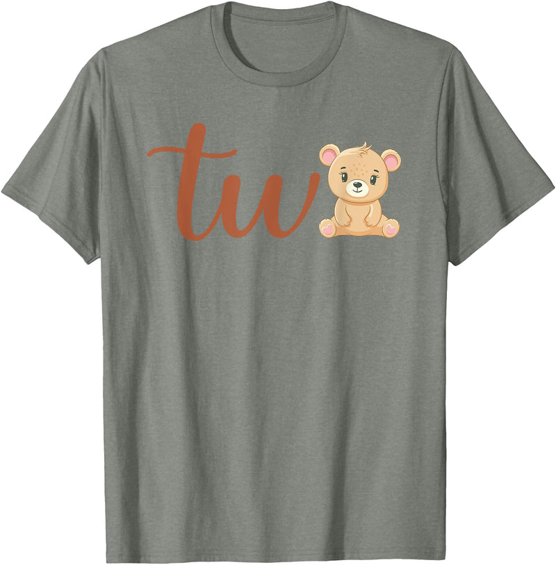 Family Birthday Bear Gifts Two of The Birthday Boy Bear 1st Birthday Party Boy T-Shirt - Olive Heather