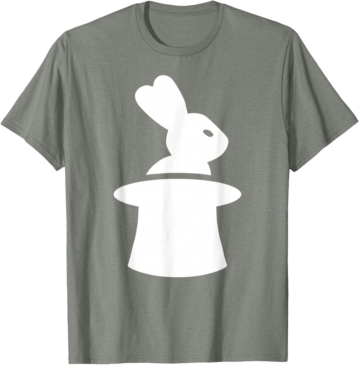 Wizard with Hat and Rabbit T-Shirt in Olive Heather