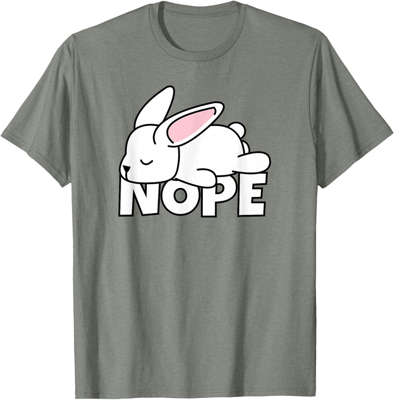 Lazy Rabbit Easter Bunny Not Today Nope T-Shirt in Olive Heather