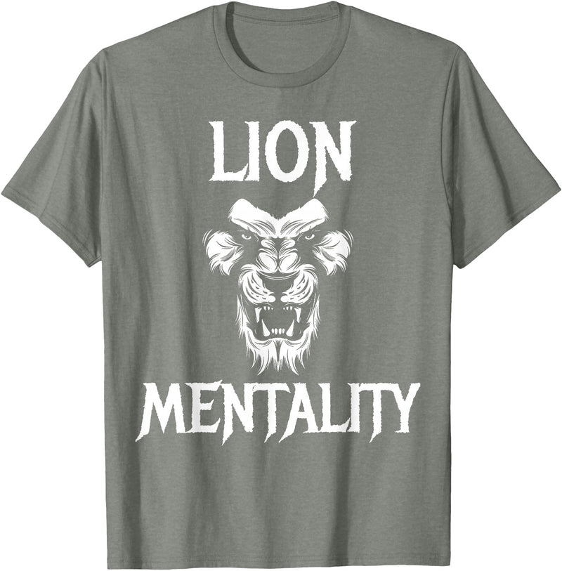 Lion Judah Shirts Animal Tees Lion Mentality Animal T-Shirt King Tees T-Shirt - Olive Heather