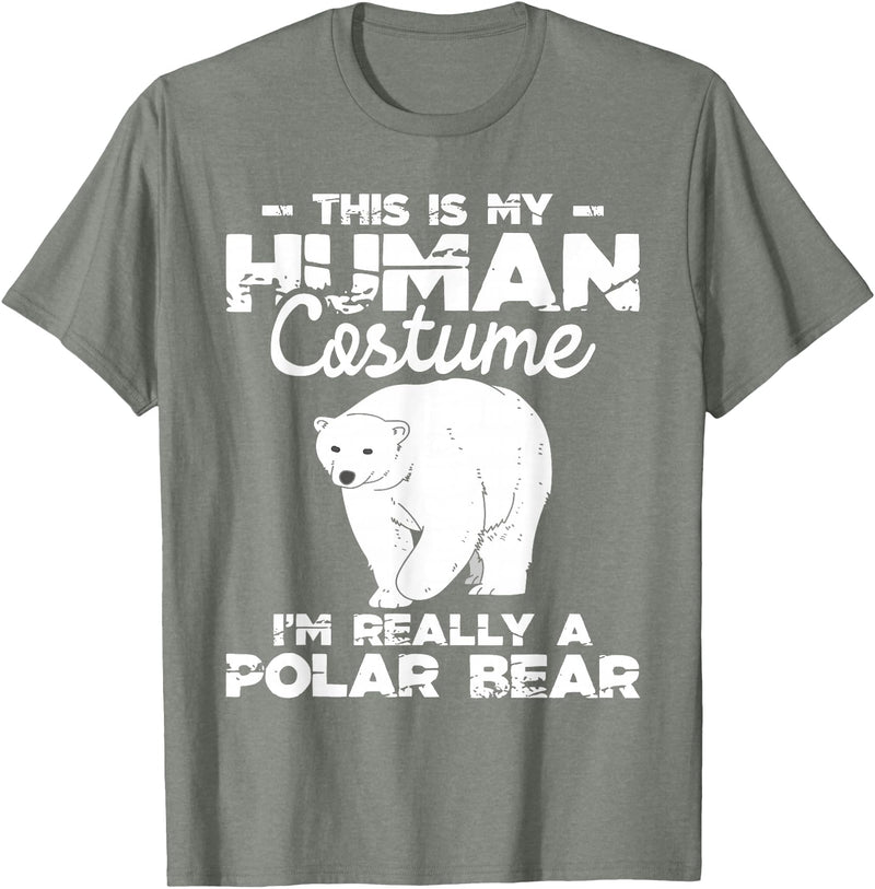 Funny Polar Bear Shirts Human Costume - Polar Bear Lover Zookeeper Wildlife T-Shirt - Olive Heather