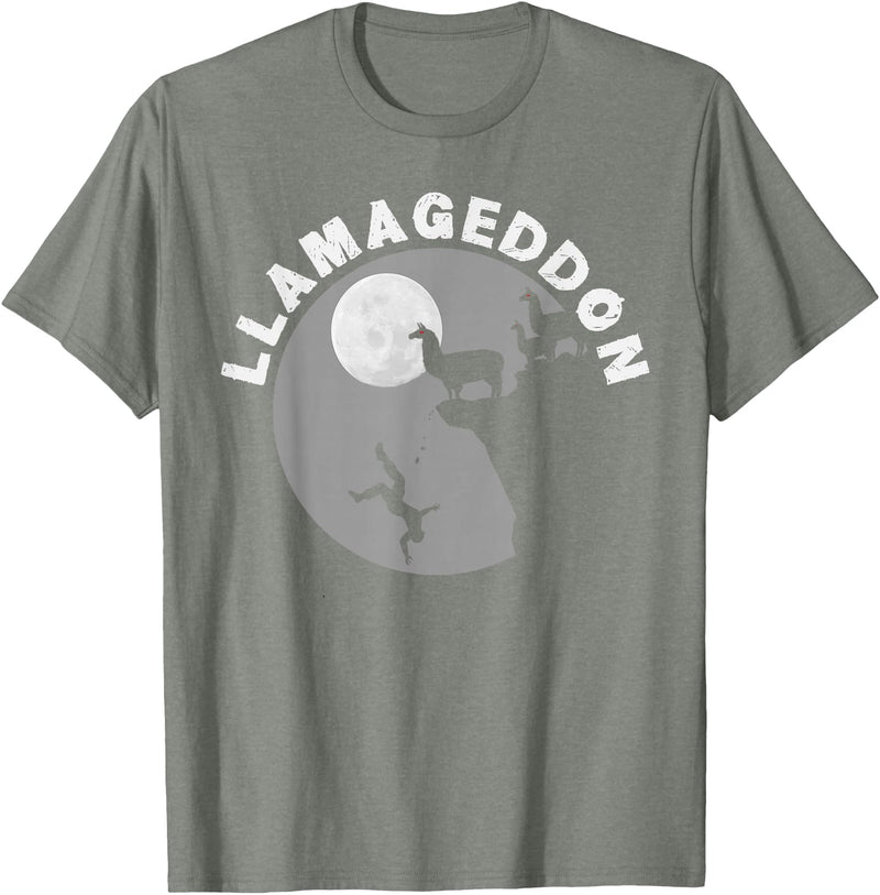 Funny Llama Tshirts for Farm Pet Animal Fans Funny Llamageddon T-Shirt for Llama Barnyard Lovers T-Shirt - Olive Heather
