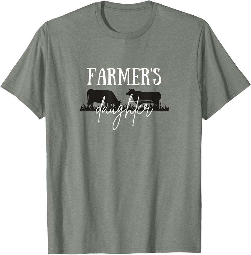 Wild Echo Designs Farmer's Daughter, Farm Life, Cattle Farm, Cute Cow T-Shirt - Olive Heather