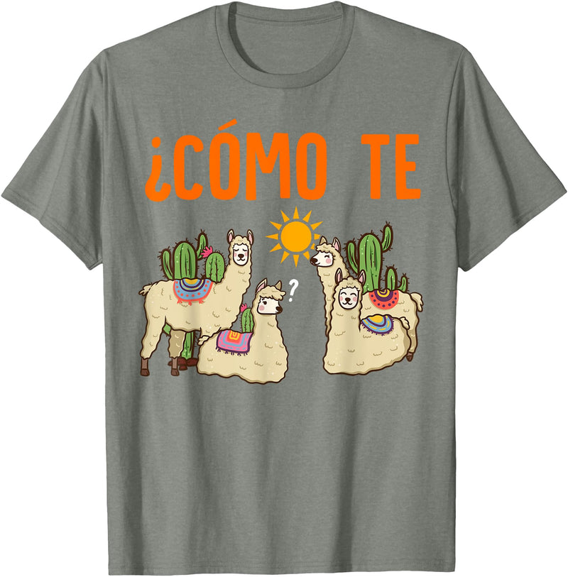 Nerd Ninja Llama Como Te LLamas Spanish Teacher Llama Gift T-Shirt for Men Women Girls Kids - Olive Heather