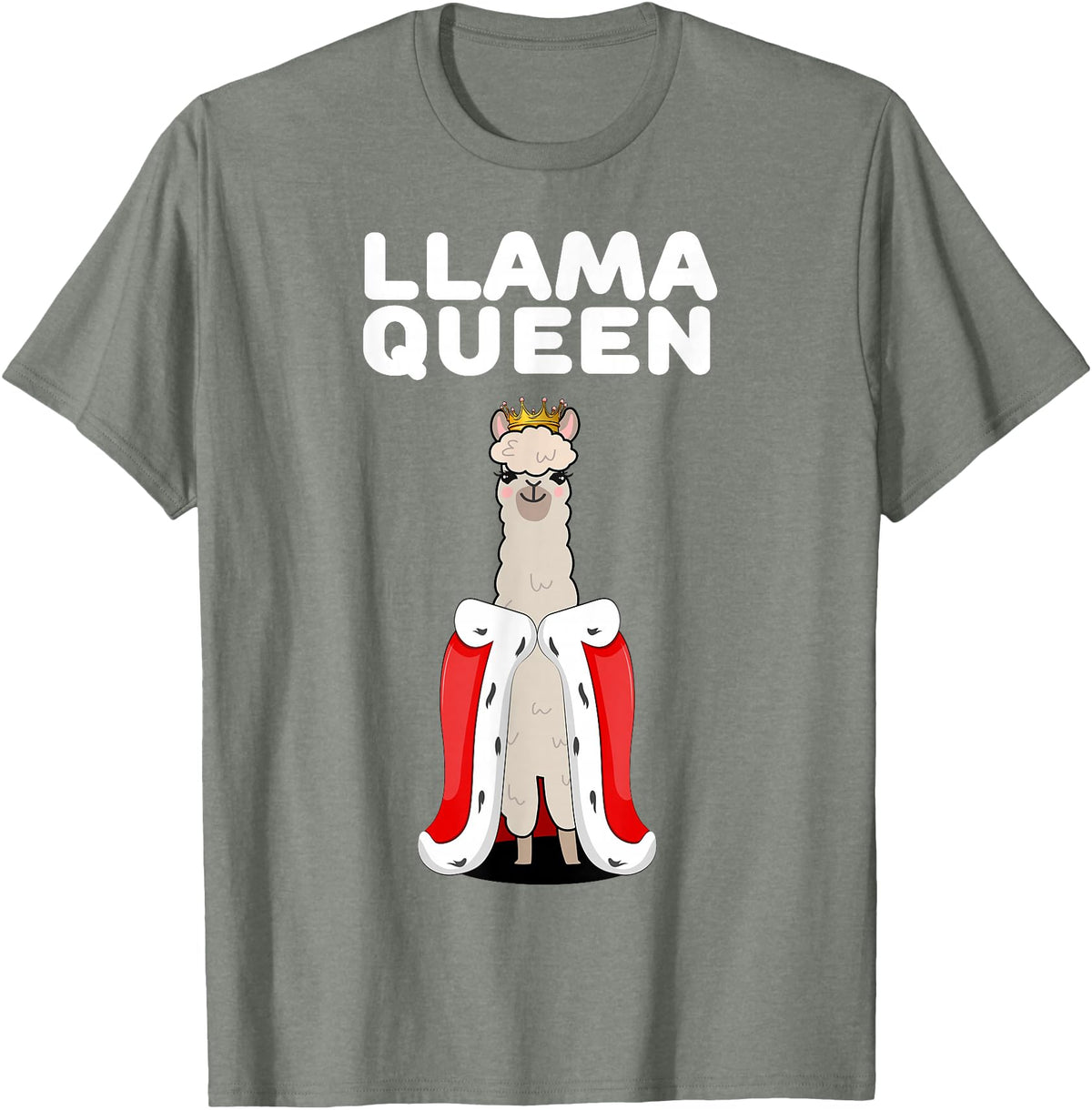 Womens Llama Shirts for Girls Llama Queen | Girls Llama Tshirt | Womens Llama T-Shirt - Olive Heather