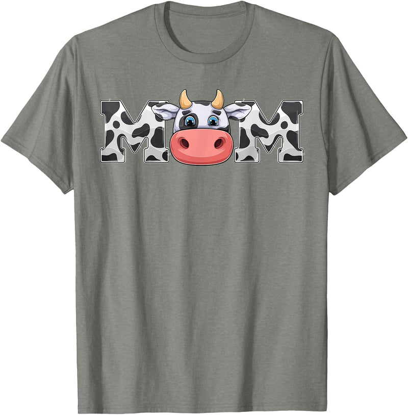 ETHRLO cow im one birthday decorations Shirts Mom Cow Print Cowboy Animal Pattern Farmer Cow Mother Mom T-Shirt - Olive