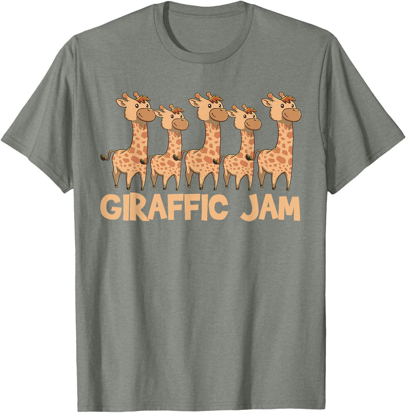 Cute Giraffe Gifts Giraffe Giraffic Jam Funny Word Game Cute T-Shirt - Olive Heather