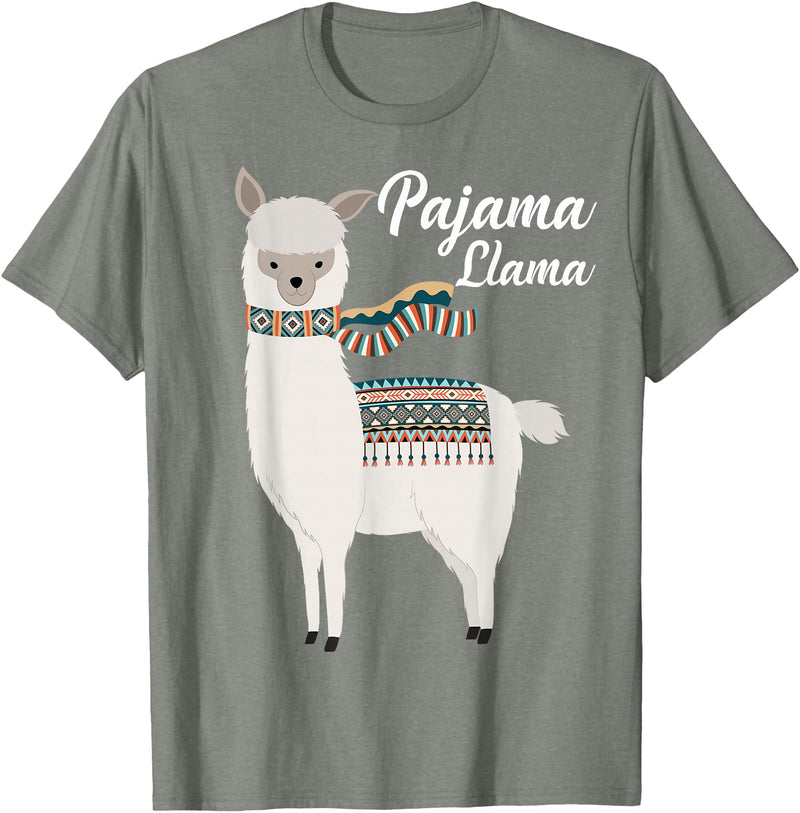 Llama Pajamas GA Cute Pajama Llama Bed Time T-Shirt Llama Pajama T-Shirt - Olive Heather