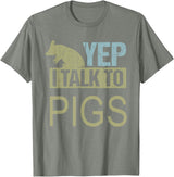 Funny Pig design for men and women Yep I talk to pigs design pig lover and pig T-Shirt - Olive Heather