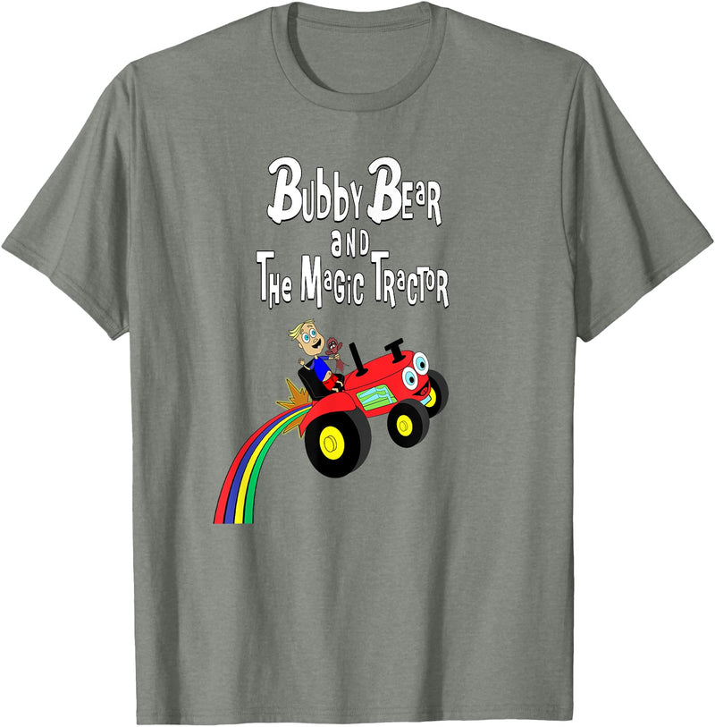 Strange Planet Apparel Bubby Bear and the Magic Tractor T-Shirt - Olive Heather