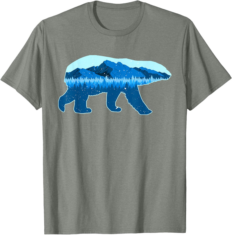 Save the Polar Bear Lovers Designs Polar Bear Print Landscape - Save the Polar Bear T-Shirt - Olive Heather