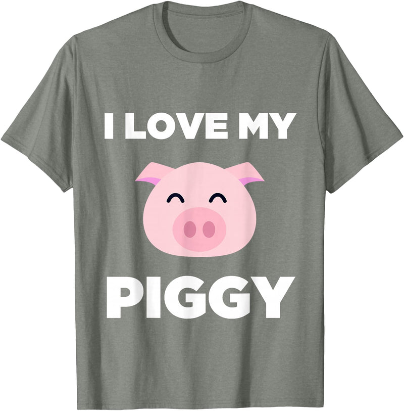Adorable Fat Animals Tees I Love My Piggy - Funny Pet Pig Lover Cute T-Shirt T-Shirt - Olive Heather