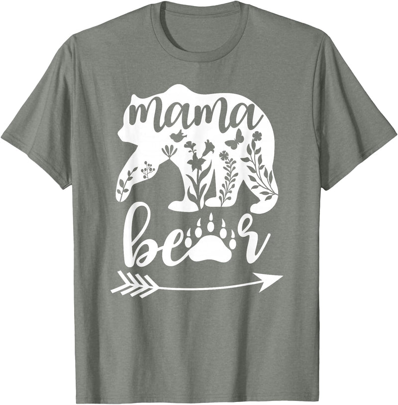 Women Floral Mama Bear TShirt Mama Bear Mom Women Floral Mama Bear Mom Bear Mommy Bear Floral Mama Bear T-Shirt - Olive Heather