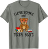 Teddy Bears, Cute Teddy Bear Lover Gifts Adorable Teddy Bear Love Books and Teddy Bear Reading T-Shirt - Olive Heather