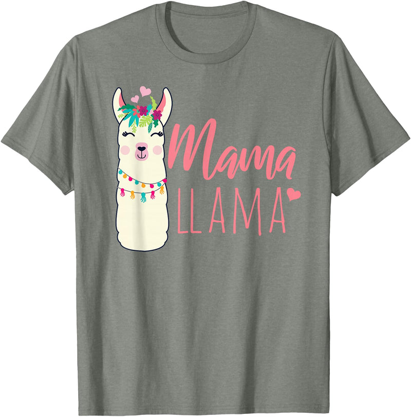 ADVENTURE ALPACA LLAMAS Designs MAMA LLAMA Funny Mother Lamas Meme T-Shirt - Olive Heather