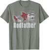 Funny Fishing The Rodfather Tee Shirt - Unisex Adults - Black - Small - Short Sleeve - Classic Fit - Modern Classic - Fishing T-Shirt - Olive Heather