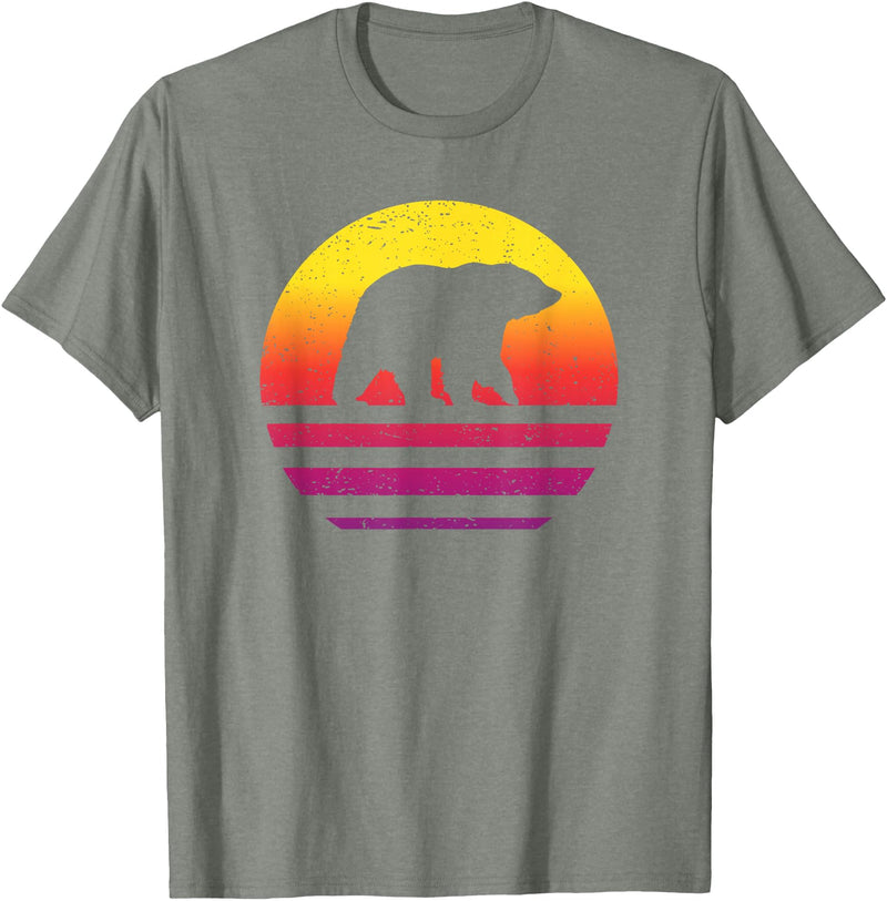 Bear Accessories & Clothing Gifts Women Men Kids Bear Retro Style Vintage T-Shirt - Olive Heather