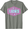 Striped Tie Dye Lion Girls Lunch Lady Librarian Lions Mascot Back to School Spirit Sport Women Teachers T-Shirt - Olive Heather