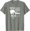 The Mothers Day Shirt Co. Triple Blessed Mama Bear Shirt For Moms With Three Kids T-Shirt - Olive Heather