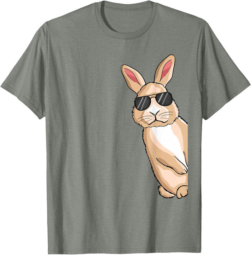 Cool Rabbit with Sunglasses Bunny Lover Kids Rabbit T-Shirt in Olive Heather