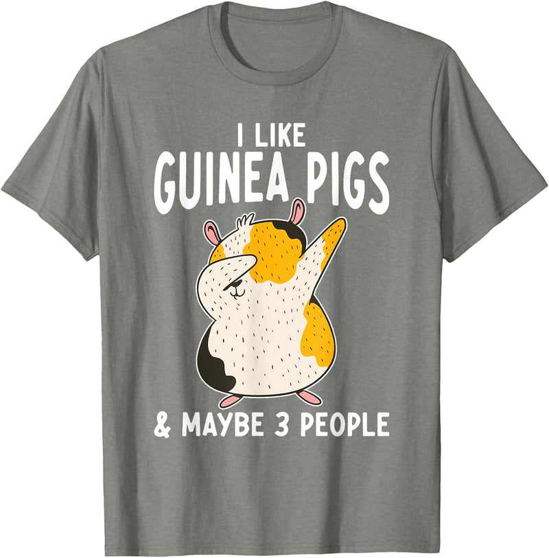 Gift Guinea Pig Owner & Accessories I like Guinea Pigs and maybe 3 People Cute Guinea Pig T-Shirt - Olive Heather