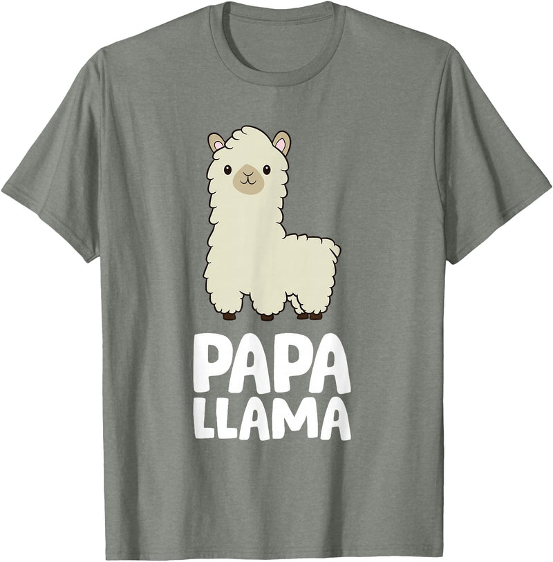 Llama Mama And Llama Papa Gifts Daddy Llama Men Boys Llama Gift Papa Llama T-Shirt - Olive Heather