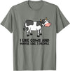 Funny Cow Lover Gifts I Like Cows And Maybe Like 3 People Funny Cows T-Shirt - Olive Heather