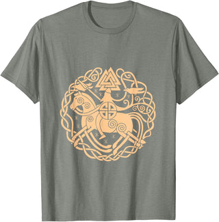 Thor Scandinavia Axe Celtic Raven Runes Norway Viking Symbols Horse Valhalla Scandinavia Raven Gift T-Shirt - Olive Heather