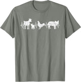 Farmer Farm Animal Lover Gifts Goat Chicken Pig Agriculture Heartbeat Farm Animals T-Shirt - Olive Heather