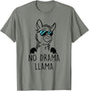Pretees No Drama Llama Graphic Funny Llama T-Shirt - Women's Adult Unisex-Adults Grey Small Classic Fit Crew Neck Short Sleeve - Olive Heather