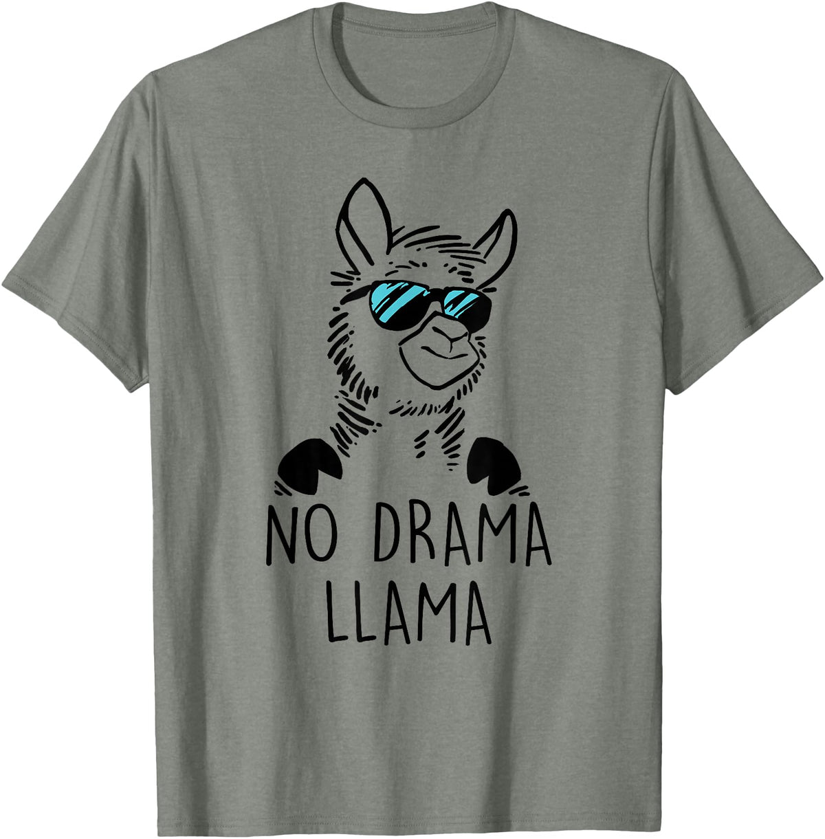Pretees No Drama Llama Graphic Funny Llama T-Shirt - Women's Adult Unisex-Adults Grey Small Classic Fit Crew Neck Short Sleeve - Olive Heather