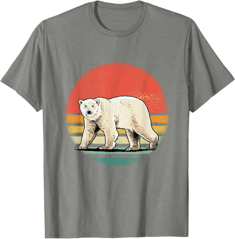 Wowsome! Vintage Polar Bear Tshirt Retro Arctic Animal Bear Lover T-Shirt - Olive Heather