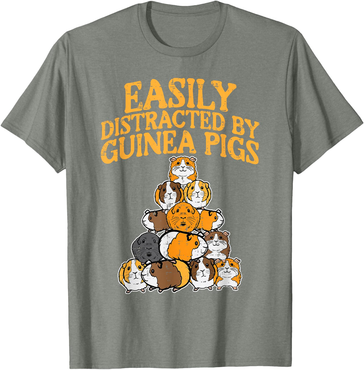 Guinea Pig Shirts For Men Women Kids Gift Easily Distracted by Guinea Pigs Funny Cavy Men Women Kids T-Shirt - Olive Heather