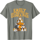 Guinea Pig Shirts For Men Women Kids Gift Easily Distracted by Guinea Pigs Funny Cavy Men Women Kids T-Shirt - Olive Heather