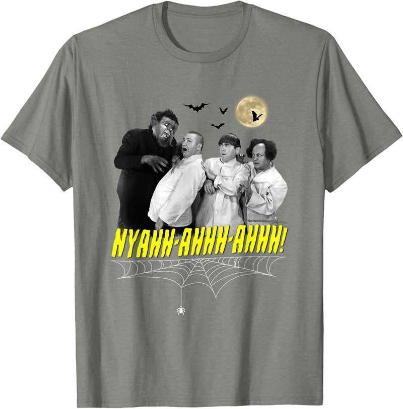 TTS- The Three Stooges NYAHH-Ahhh-Ahhh! Halloween T-Shirt - Olive Heather