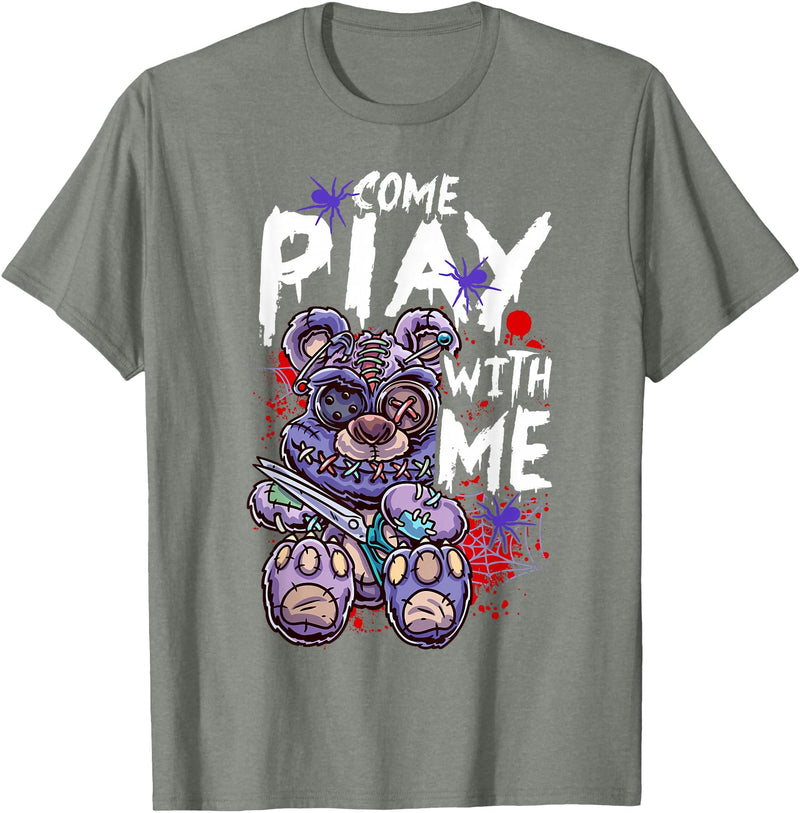 Halloween Gifts & Halloween Shirts by NLTS Scary Killer Teddy Bear Pastel Goth Style Creepy Kawaii T-Shirt - Olive Heather