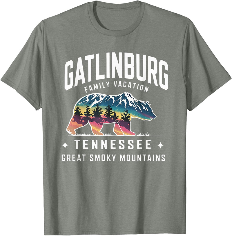 Gatlinburg Family Vacation Tees Family Vacation Mountains Gatlinburg Tennessee Bear Souvenir T-Shirt - Olive Heather