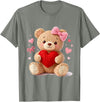 Cute Crochet Valentine Love Art Studio Be My Valentine Cute Crochet Yarn Teddy Bear Love T-Shirt - Olive Heather
