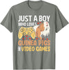 Guinea Pig Gifts for Gamer Co. Just a Boy Who Loves Guinea Pigs and Video Games Gaming T-Shirt - Olive Heather