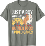 Guinea Pig Gifts for Gamer Co. Just a Boy Who Loves Guinea Pigs and Video Games Gaming T-Shirt - Olive Heather
