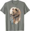 More Tribal Native American Totem Animal Art Bear Tribal Watercolor Bear Dream Catcher T-Shirt - Olive Heather