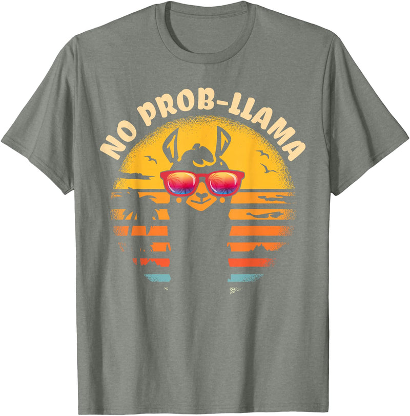 Retro No Prob-Llama & Alpaca Lover Gifts Retro NO Prob-Llama Gift - Vintage Llama Alpaca T-Shirt - Olive Heather