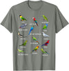 Do You Know Birds Co. Different Parrot Species Biology Types Bird Identification T-Shirt - Olive Heather