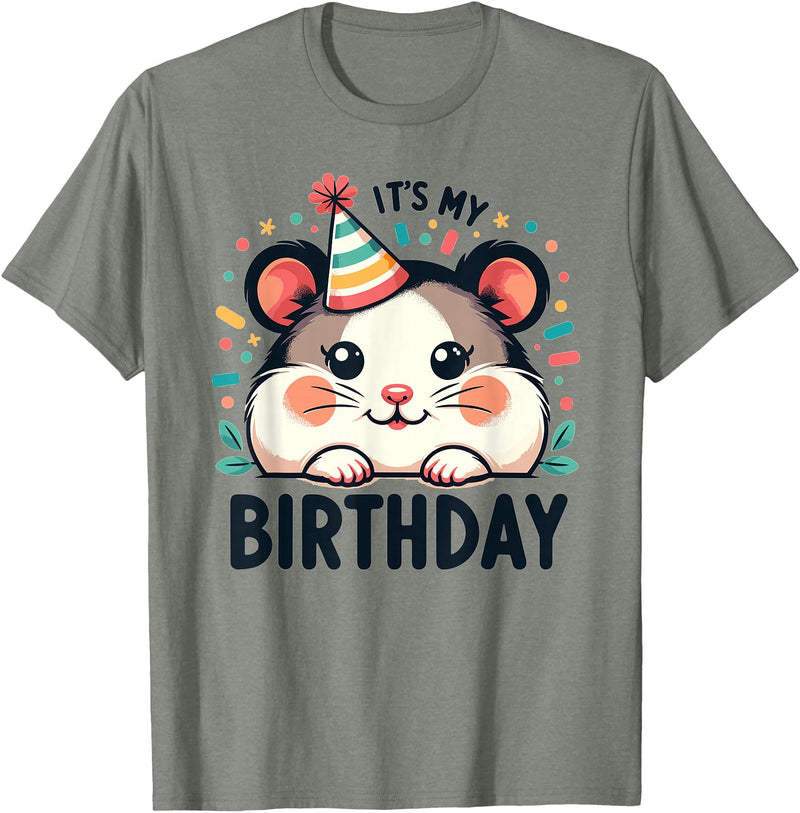 Hamster Birthday for Children It's My Birthday T-Shirt - Olive Heather