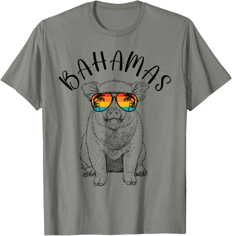 Funny Swimming Pigs It's Better in the Bahamas Bahamas Pig Bahamas Souvenir Family Vacation Trip T-Shirt - Olive Heather