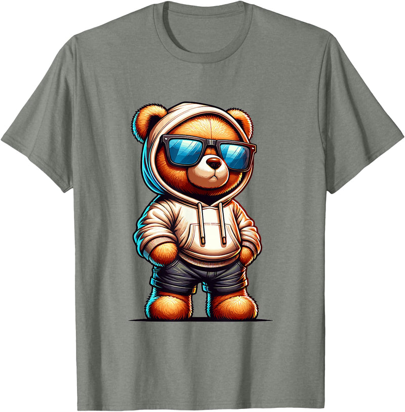 Rappers Aesthetic Urban Teddy Bear Graphic Hip Hop Teddy Bear Graphic Bears Cool Hip Hop Streetwear Colorful T-Shirt - Olive Heather
