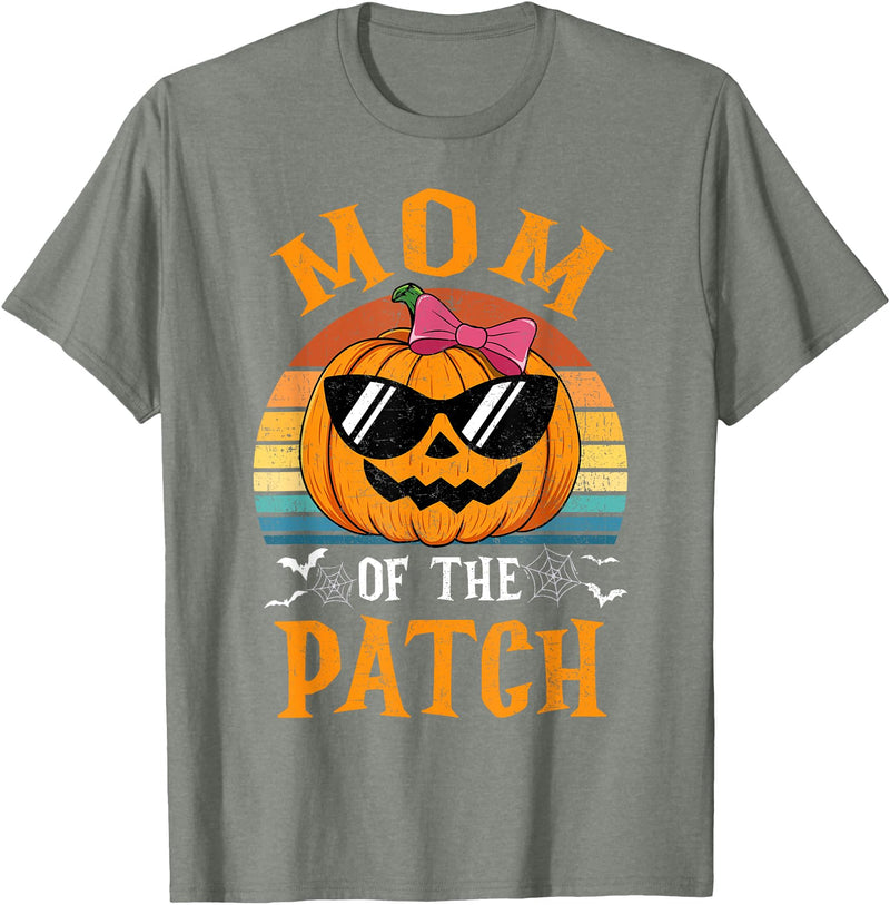 Halloween Pumpkin Patch Family Group Matching Pumpkin Mom Of The Patch Halloween Costume Family T-Shirt - Olive Heather